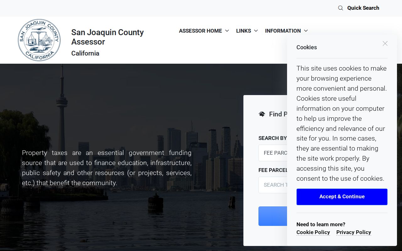 Tracy people search assessor property records fields
