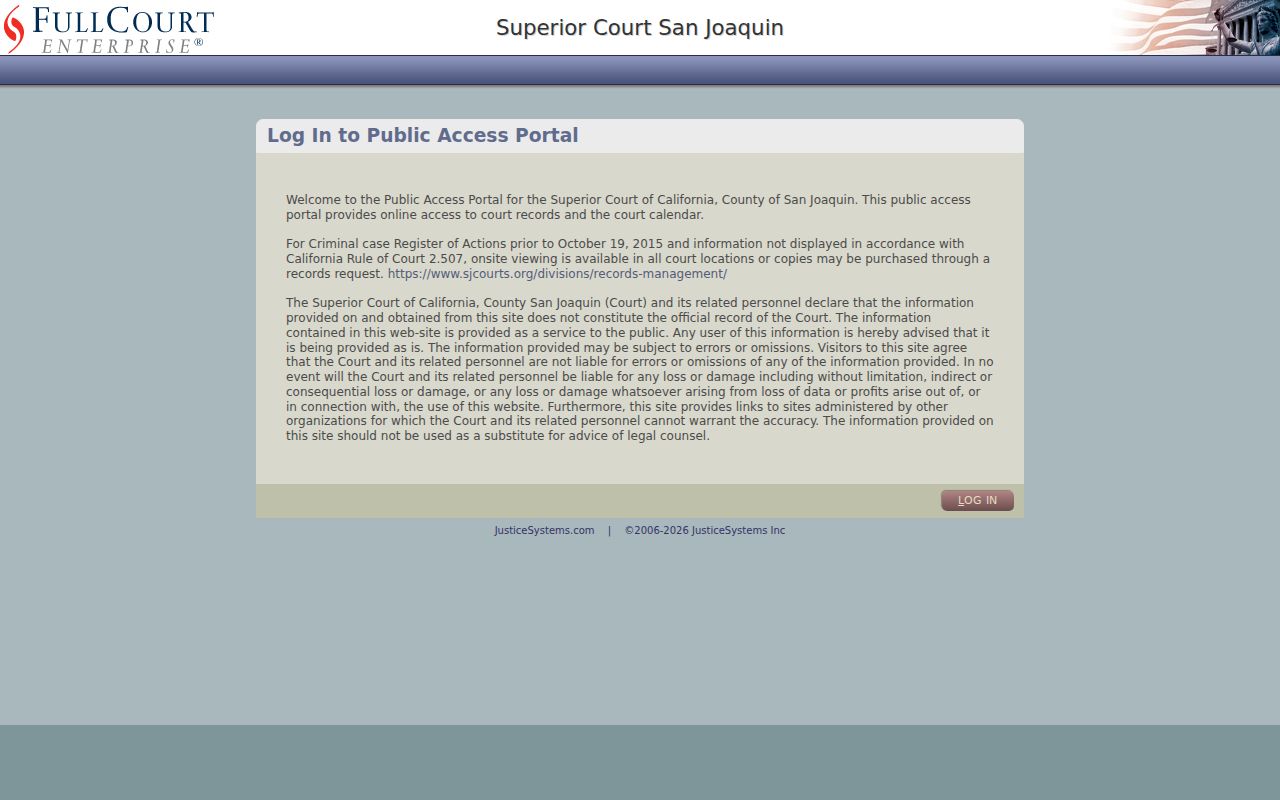 Tracy people search FullCourt public court records portal