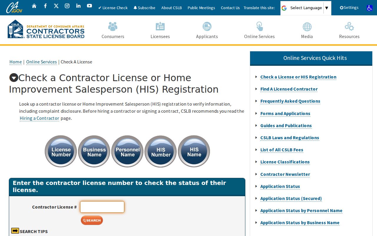 Tracy people directories contractor license check search