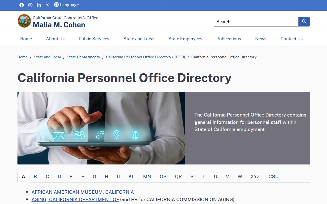 Tracy people directories California personnel office browse page